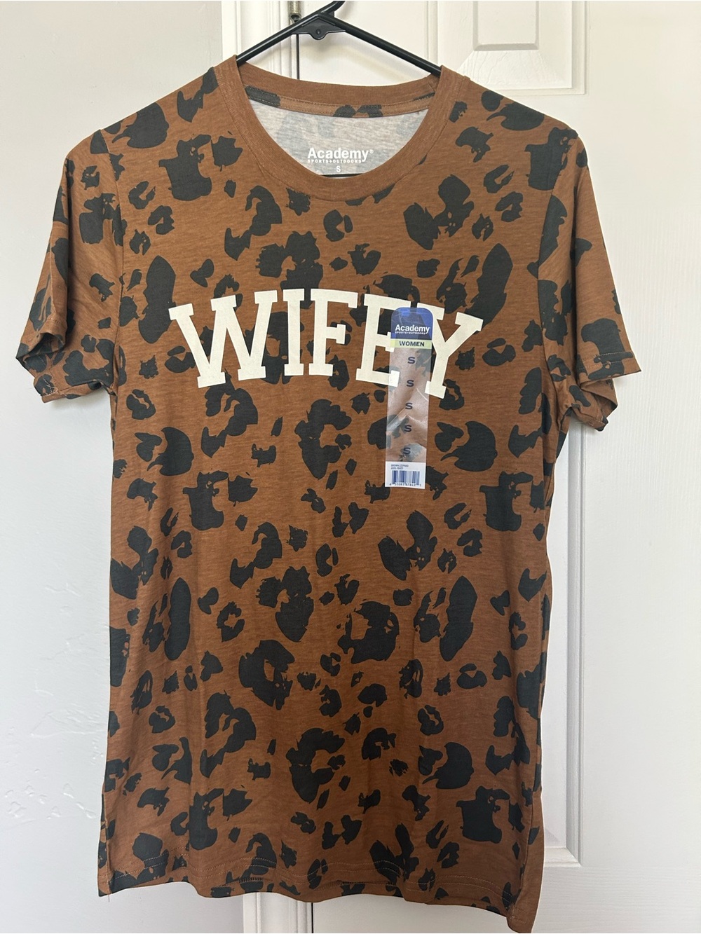 Academy Women’s 'Wifey' Short Sleeve Leopard Tee - Brown/Black